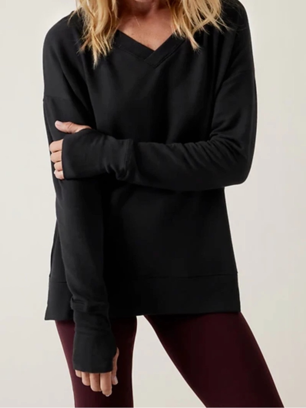 Athleta Coaster Luxe V-Neck Sweatshirt Sz M/T